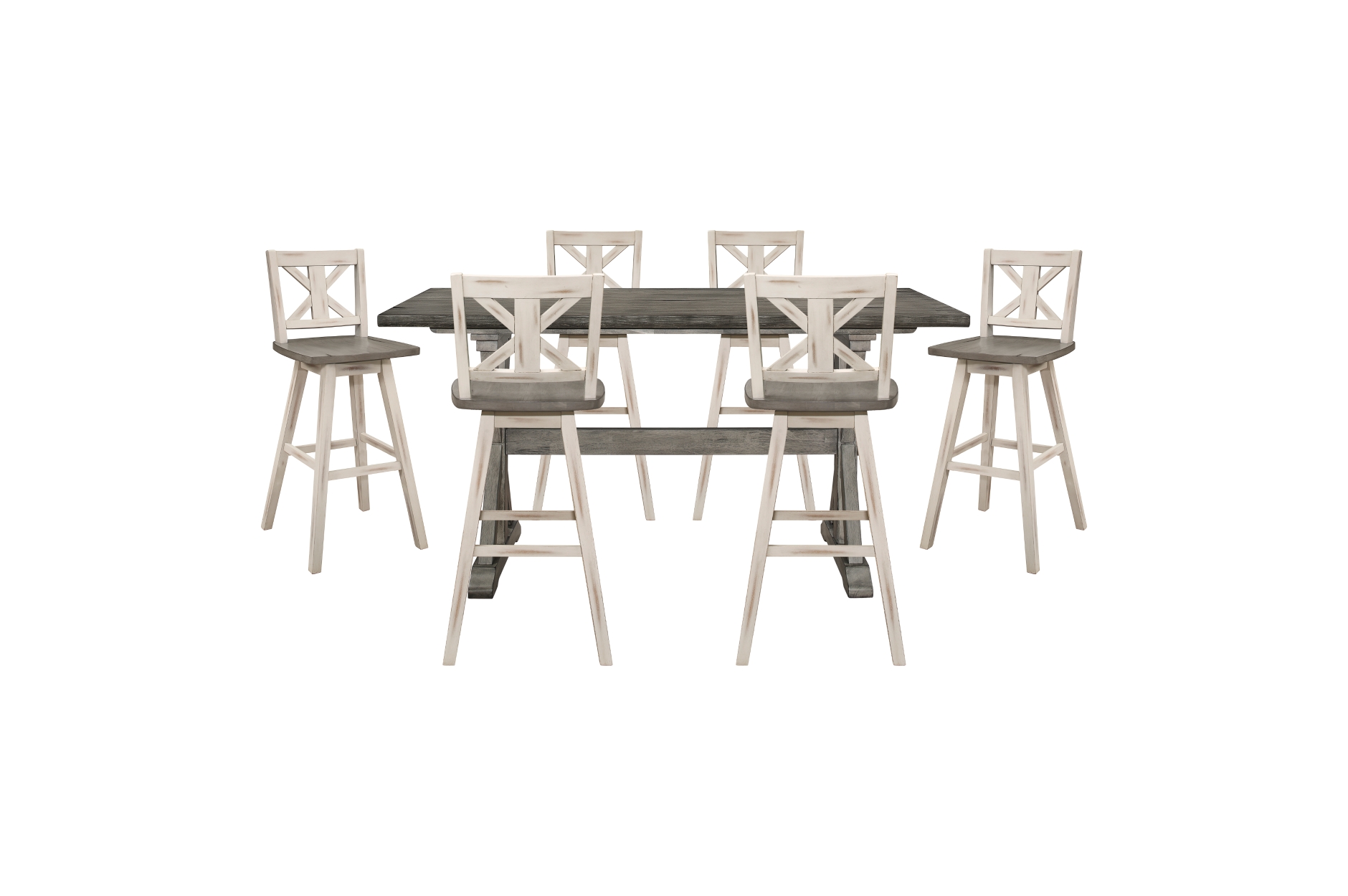 5602-24WT Amsonia Counter Height Dining Set with White Swivel Chairs