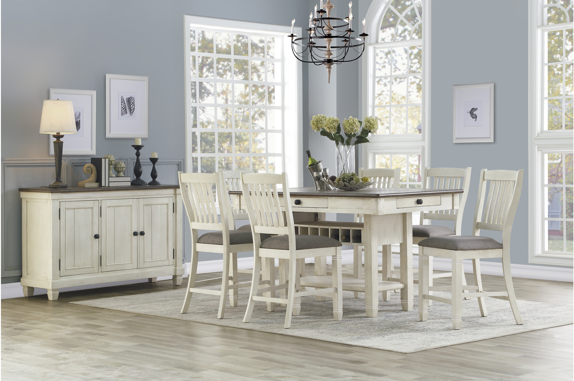 5627NW-36 Granby Antique White Counter Height Dining Set