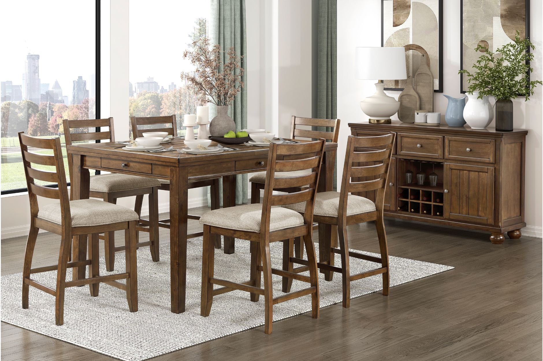 5761-36 Tigard Cherry Counter Height Dining Set