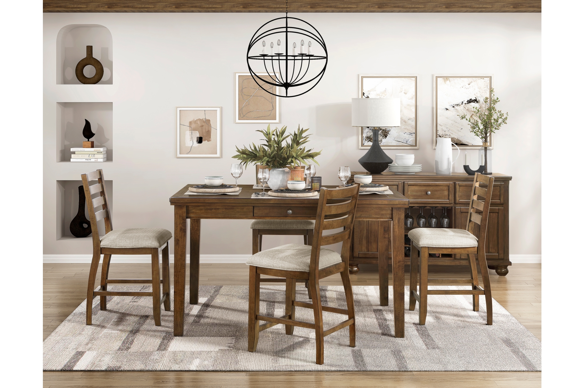 5761-36 Tigard Cherry Counter Height Dining Set