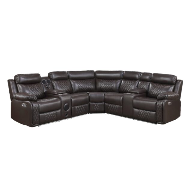8315DBR*SCPW Cipher Dark Brown 3-Piece Power Reclining Sectional with Two Consoles
