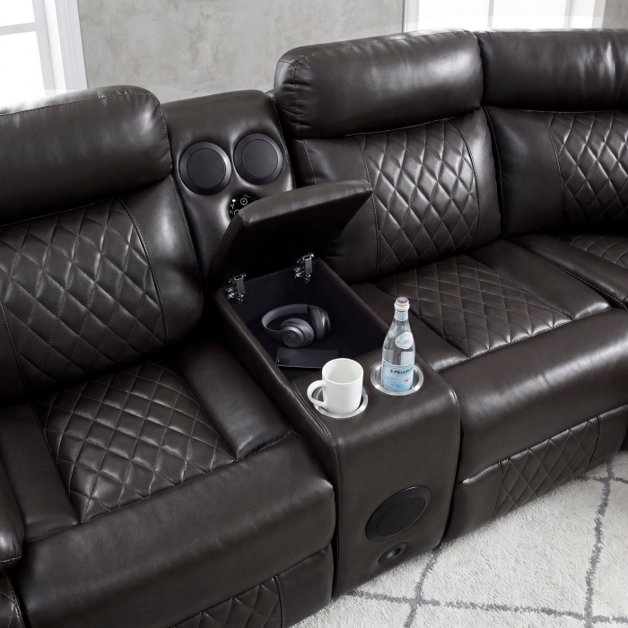 8315DBR*SCPW Cipher Dark Brown 3-Piece Power Reclining Sectional with Two Consoles
