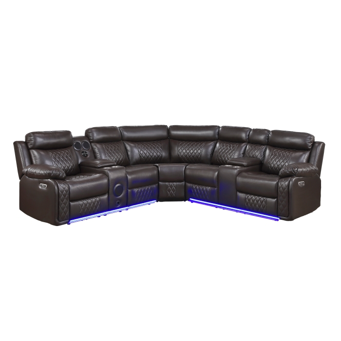 8315DBR*SCPW Cipher Dark Brown 3-Piece Power Reclining Sectional with Two Consoles