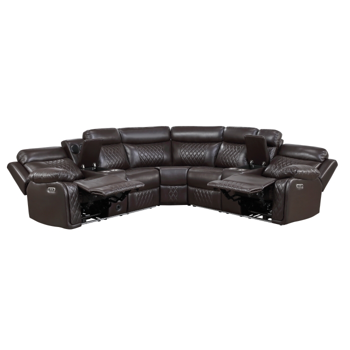 8315DBR*SCPW Cipher Dark Brown 3-Piece Power Reclining Sectional with Two Consoles