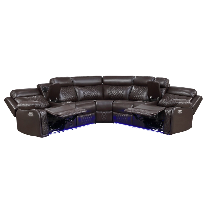 8315DBR*SCPW Cipher Dark Brown 3-Piece Power Reclining Sectional with Two Consoles