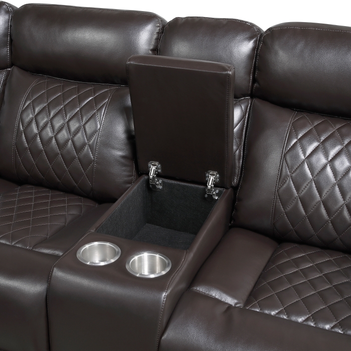 8315DBR*SCPW Cipher Dark Brown 3-Piece Power Reclining Sectional with Two Consoles