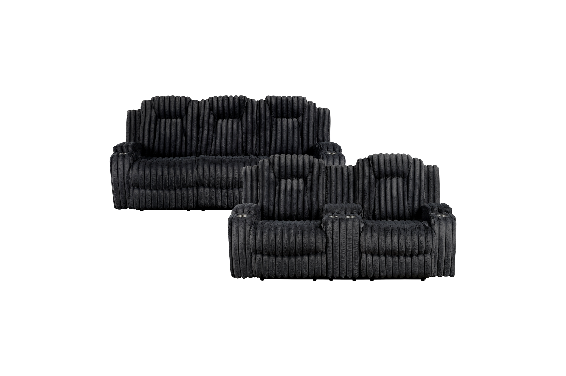 8348BLK Phyllis Black Reclining Sofa Set