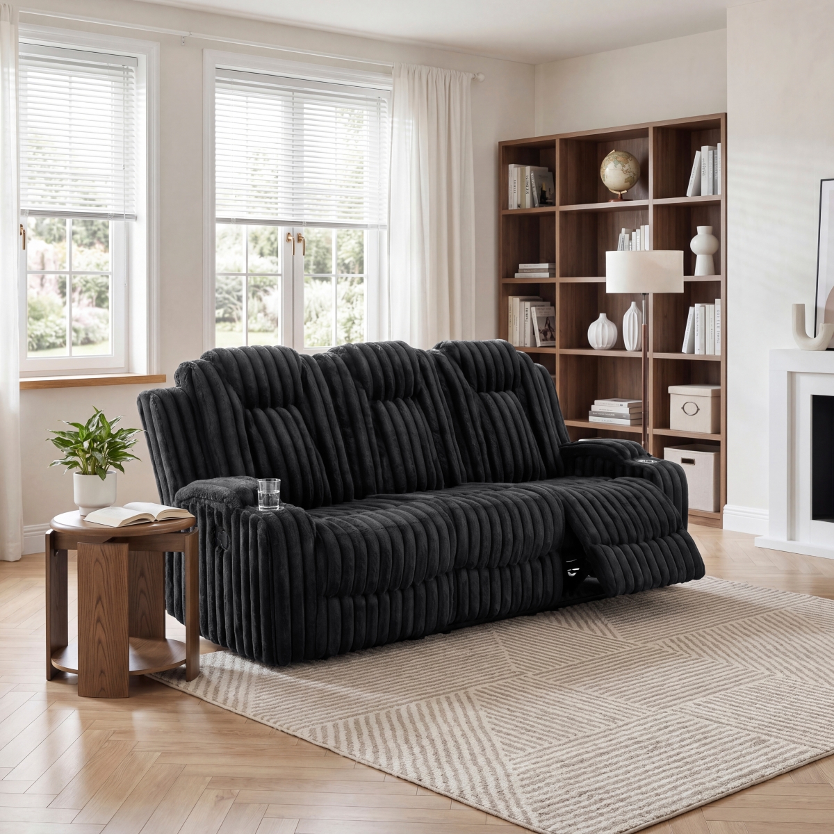 8348BLK Phyllis Black Reclining Sofa Set