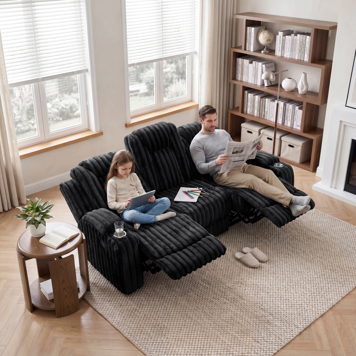 8348BLK Phyllis Black Reclining Sofa Set