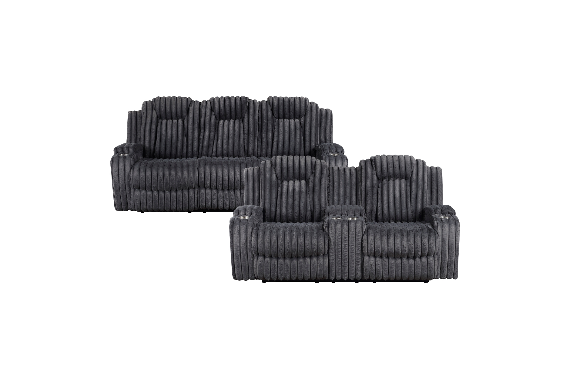 8348DGY Phyllis Dark Gray Reclining Sofa Set