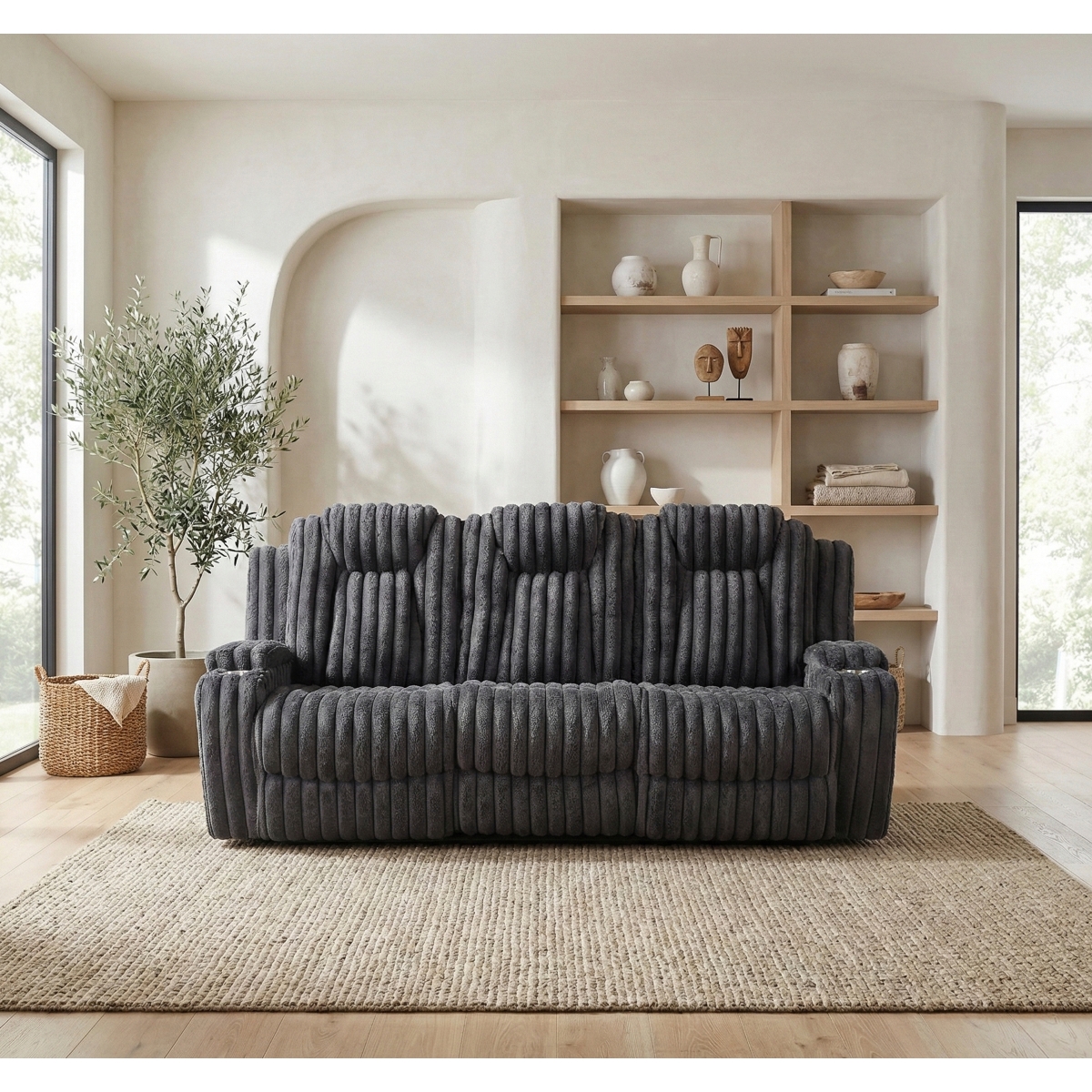 8348DGY Phyllis Dark Gray Reclining Sofa Set
