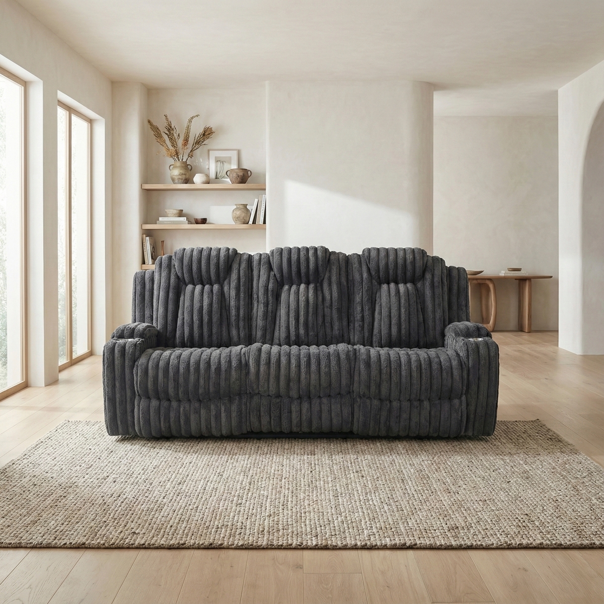 8348DGY Phyllis Dark Gray Reclining Sofa Set