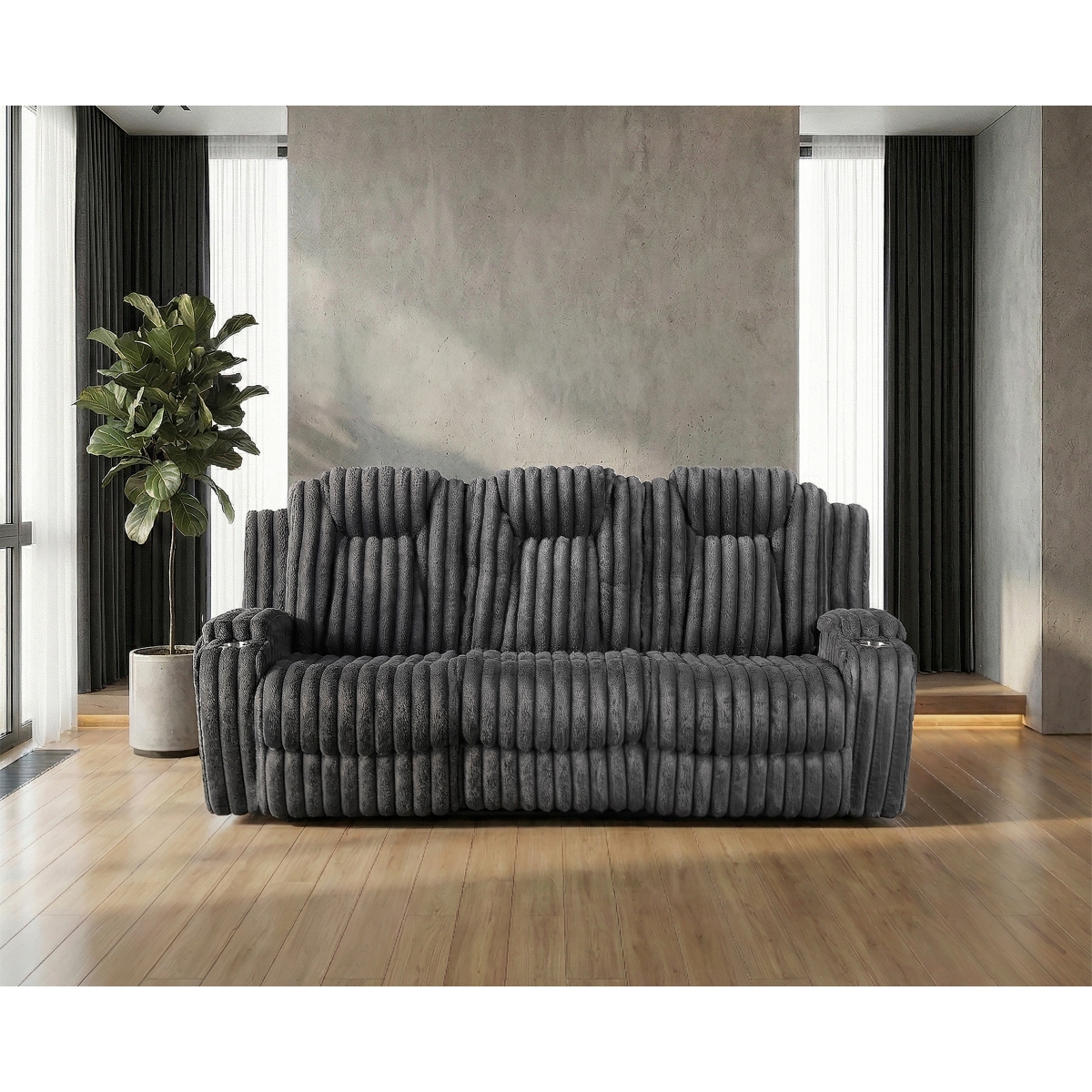 8348DGY Phyllis Dark Gray Reclining Sofa Set