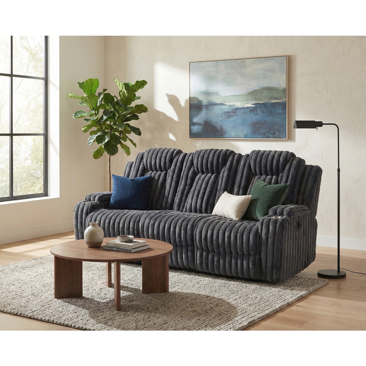 8348DGY Phyllis Dark Gray Reclining Sofa Set