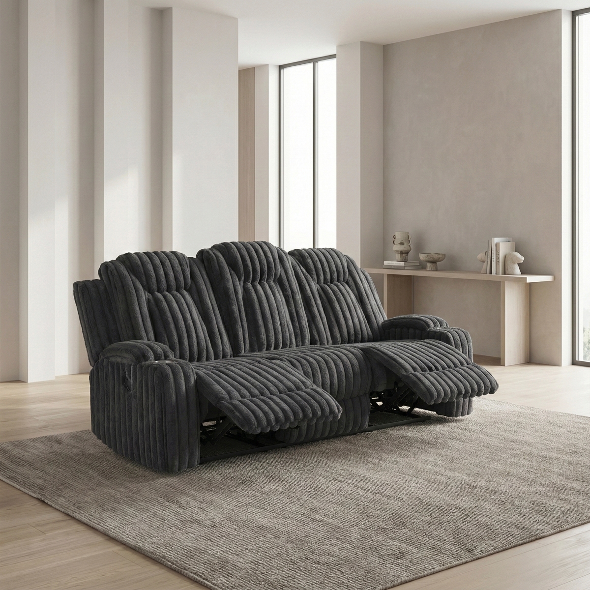 8348DGY Phyllis Dark Gray Reclining Sofa Set