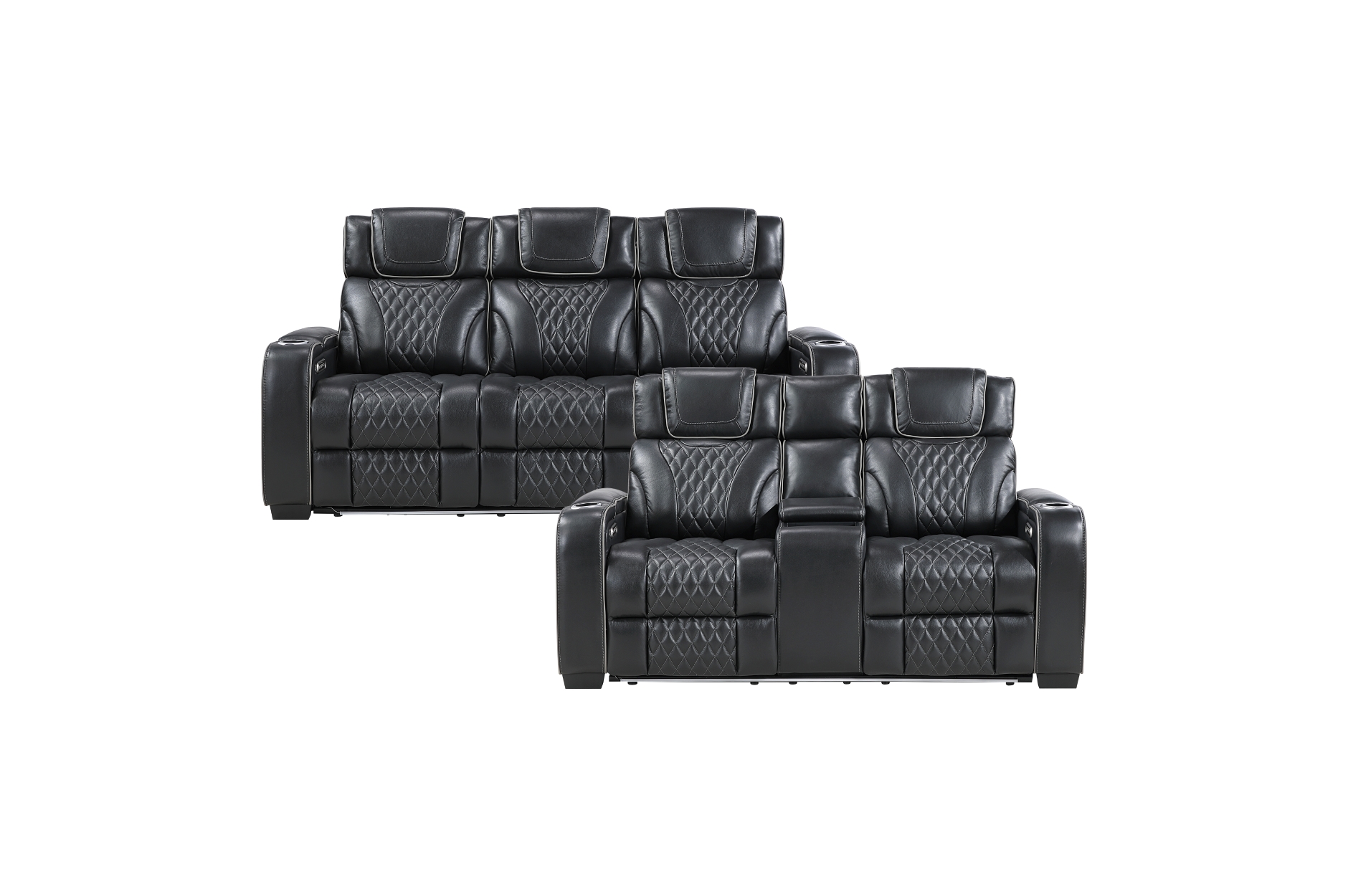 8449BK Apex Black Power Reclining Sofa Set