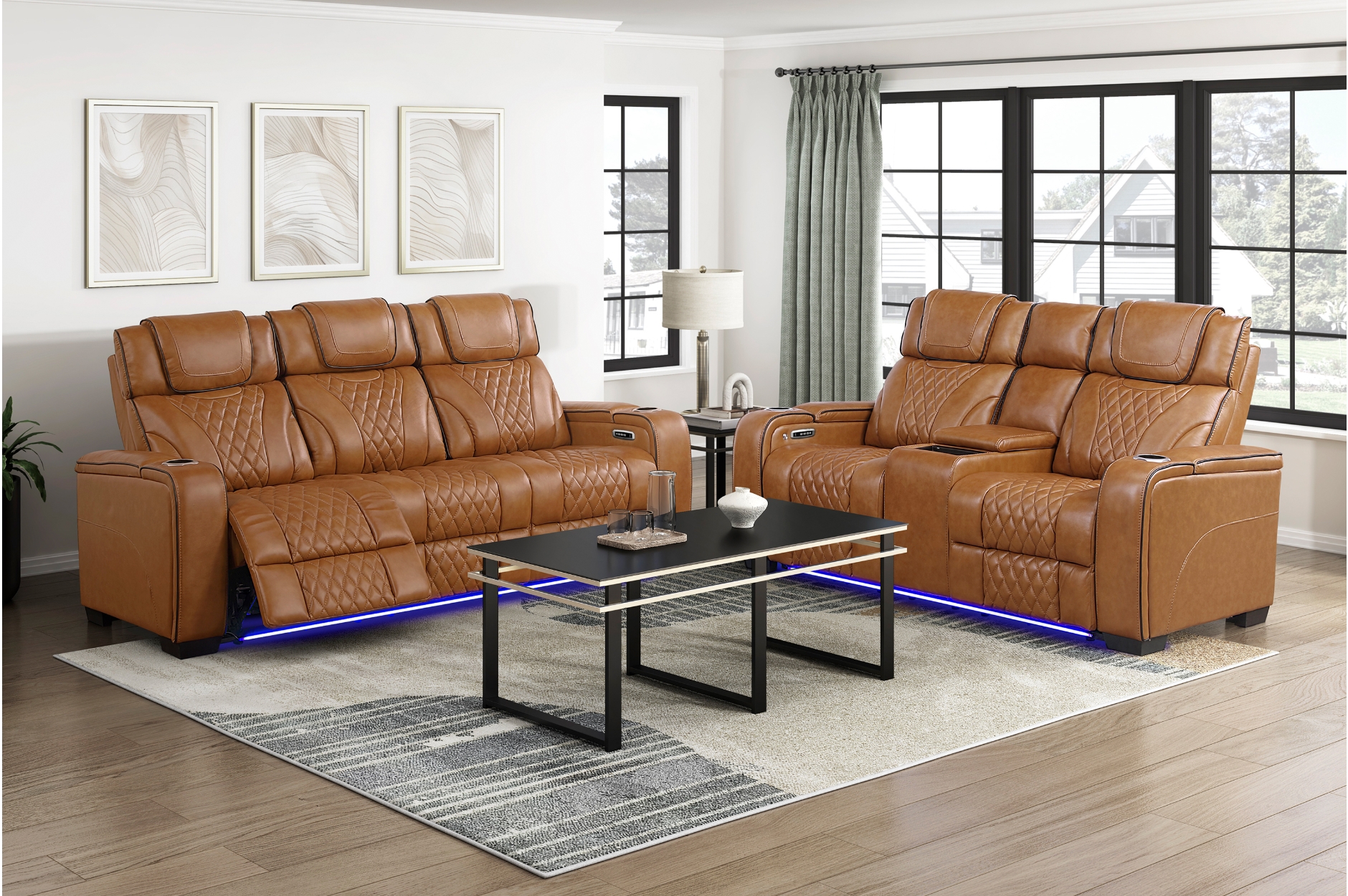 8449BR Apex Brown Power Reclining Sofa Set