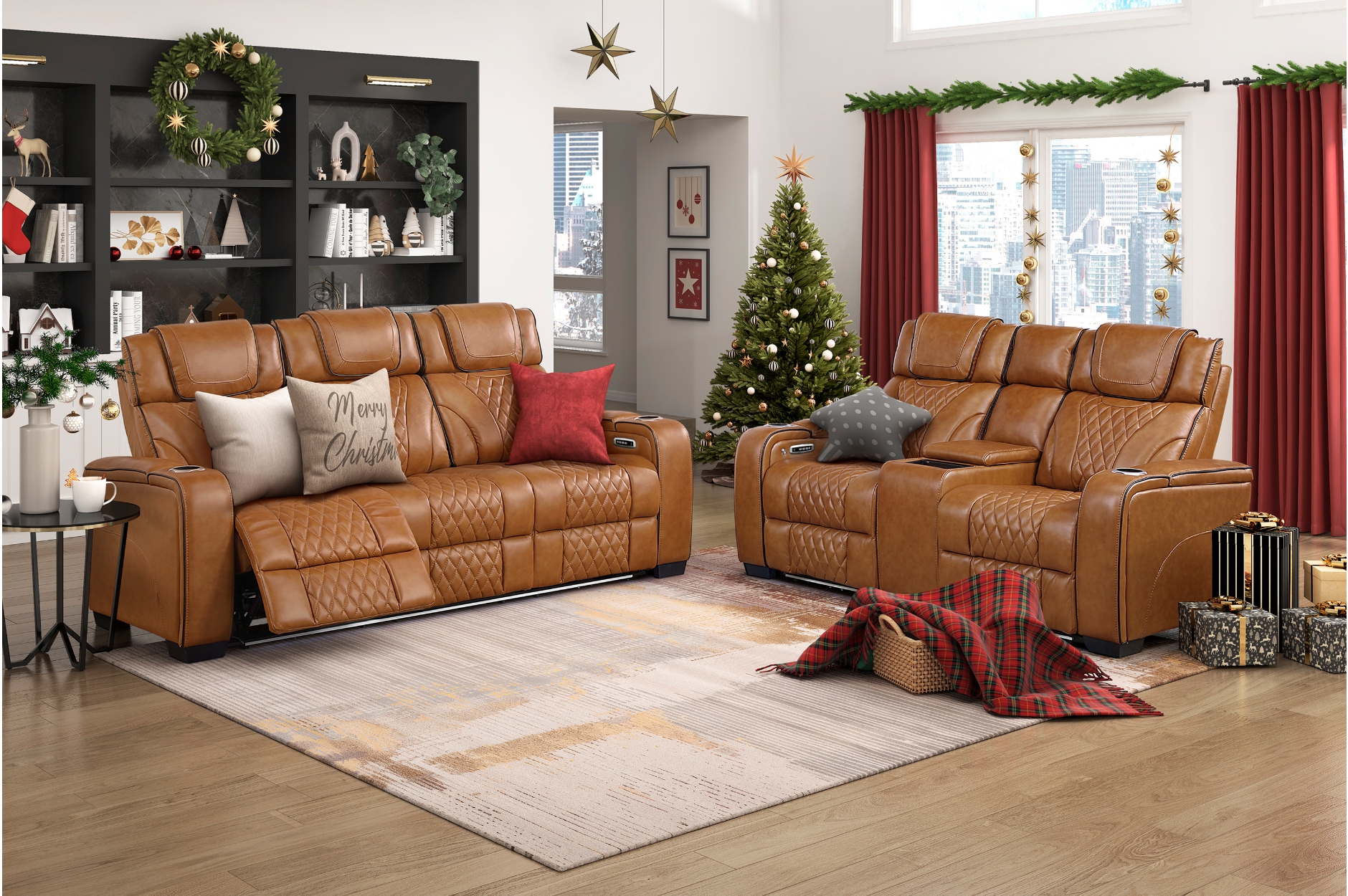 8449BR Apex Brown Power Reclining Sofa Set