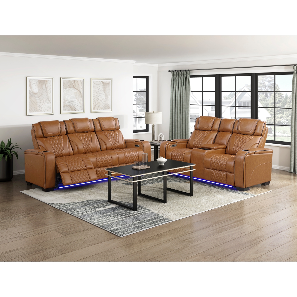8449BR Apex Brown Power Reclining Sofa Set