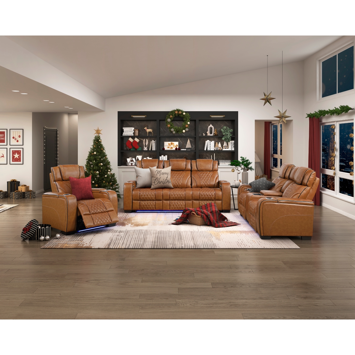 8449BR Apex Brown Power Reclining Sofa Set