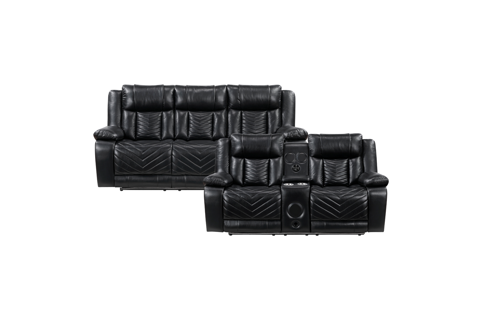 8457BLK Huron Black Power Reclining Sofa Set