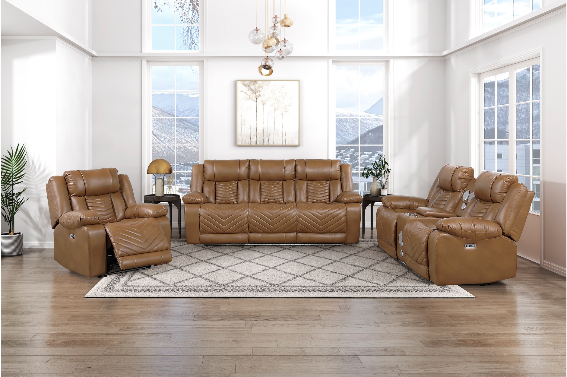 8457BRW Huron Brown Power Reclining Sofa Set