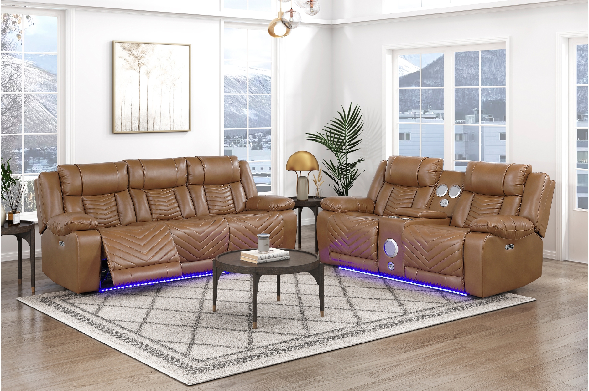 8457BRW Huron Brown Power Reclining Sofa Set