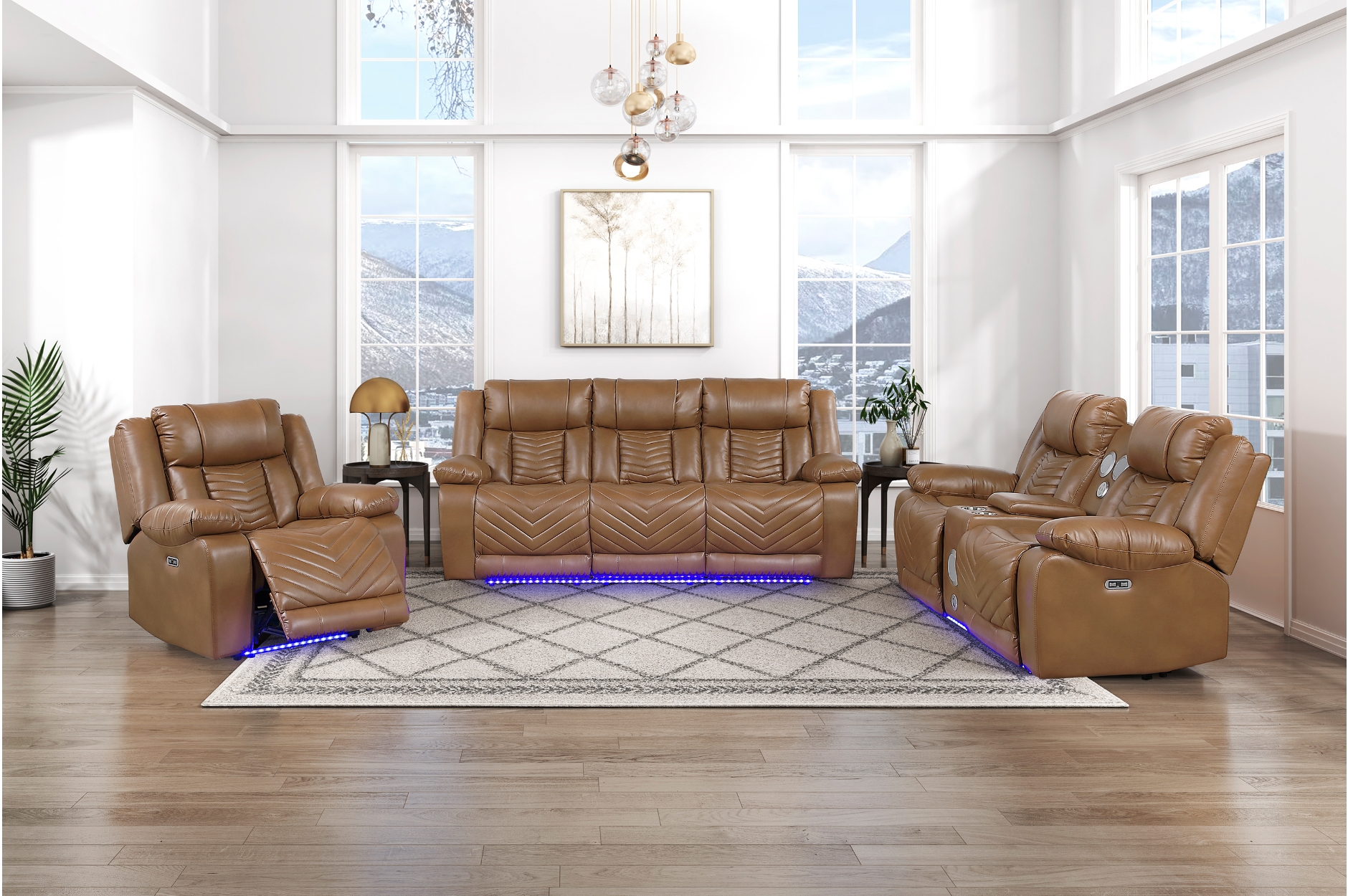 8457BRW Huron Brown Power Reclining Sofa Set