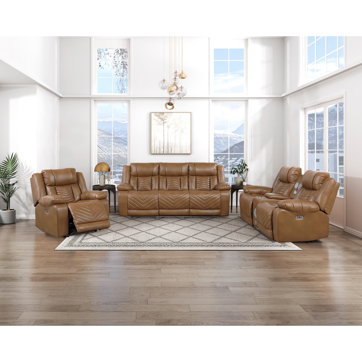 8457BRW Huron Brown Power Reclining Sofa Set
