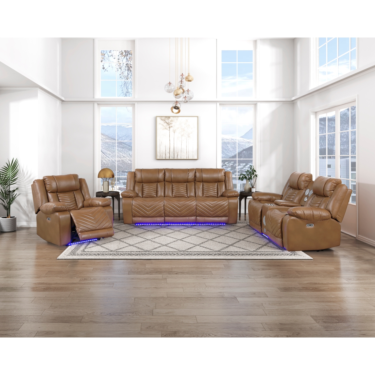 8457BRW Huron Brown Power Reclining Sofa Set