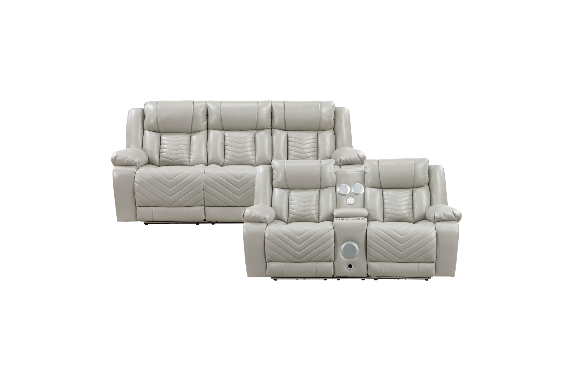 8457GRY Huron Gray Power Reclining Sofa Set