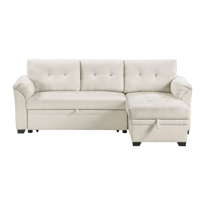 8477BEG*SC Elara Beige 2-Piece Reversible Sectional with Pull-out Bed