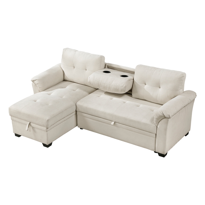 8477BEG*SC Elara Beige 2-Piece Reversible Sectional with Pull-out Bed