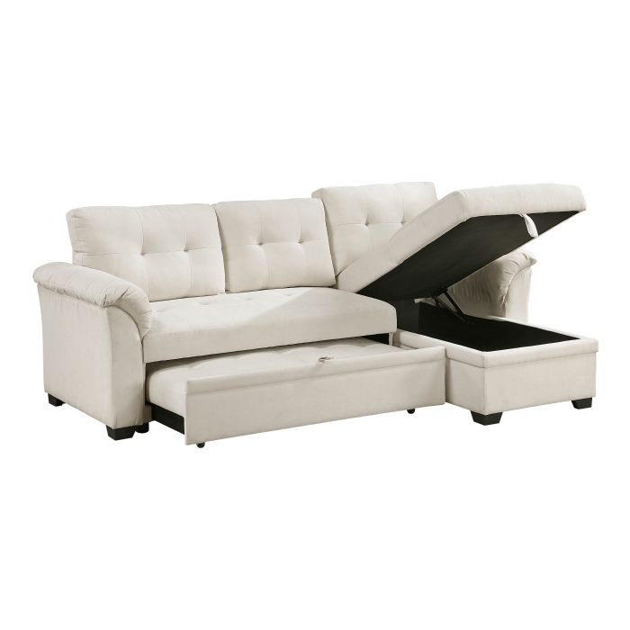 8477BEG*SC Elara Beige 2-Piece Reversible Sectional with Pull-out Bed