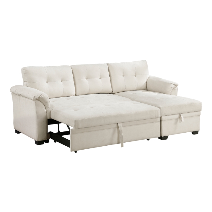 8477BEG*SC Elara Beige 2-Piece Reversible Sectional with Pull-out Bed