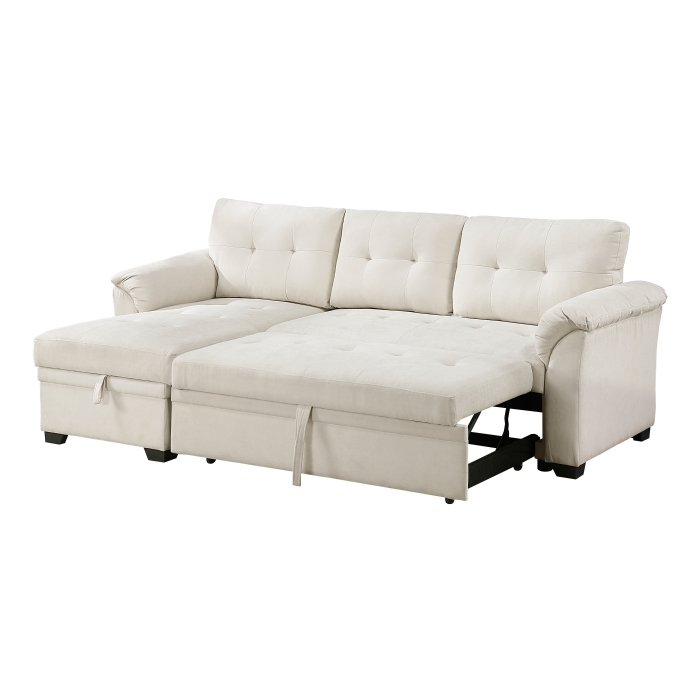 8477BEG*SC Elara Beige 2-Piece Reversible Sectional with Pull-out Bed
