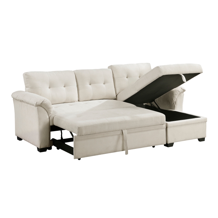 8477BEG*SC Elara Beige 2-Piece Reversible Sectional with Pull-out Bed