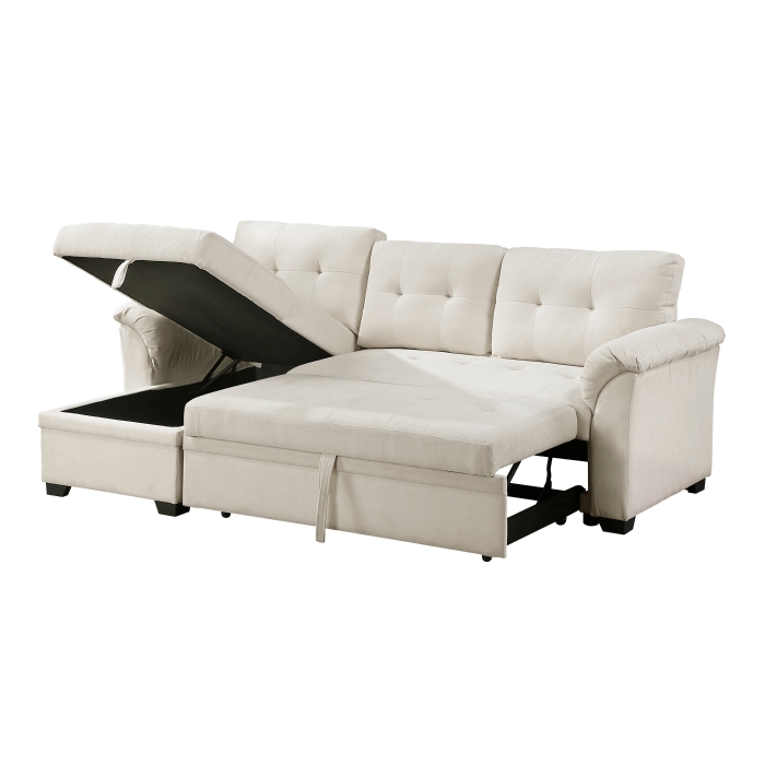 8477BEG*SC Elara Beige 2-Piece Reversible Sectional with Pull-out Bed