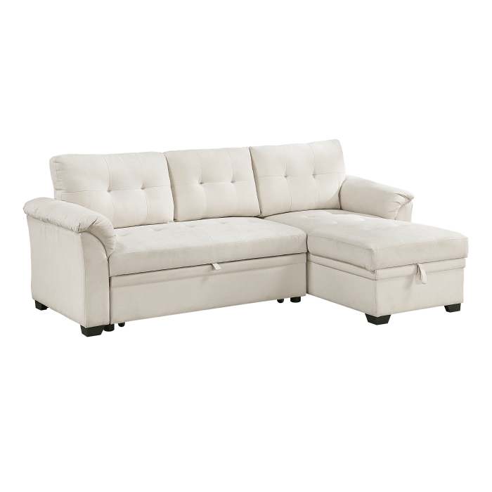 8477BEG*SC Elara Beige 2-Piece Reversible Sectional with Pull-out Bed