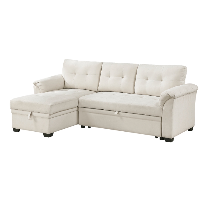 8477BEG*SC Elara Beige 2-Piece Reversible Sectional with Pull-out Bed