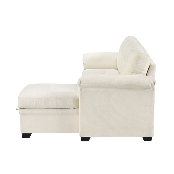 8477BEG*SC Elara Beige 2-Piece Reversible Sectional with Pull-out Bed