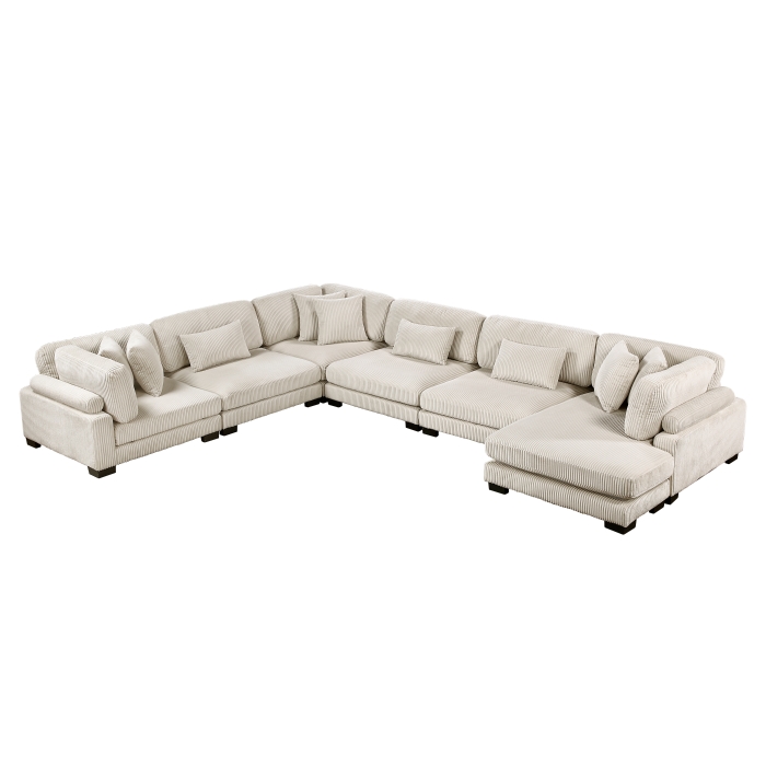 8555BE*2CR3ACVC Traverse Beige 6-Piece Modular Sectional with Reversible Chaise