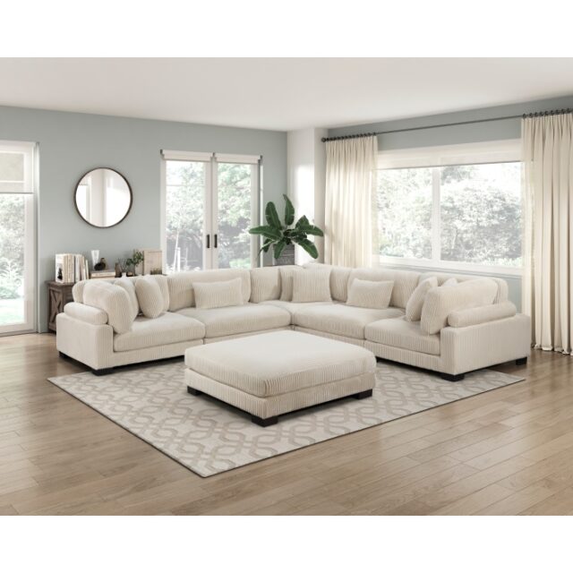 8555BE*3CR2ACOT Traverse Beige 6-Piece Modular Sectional with Ottoman