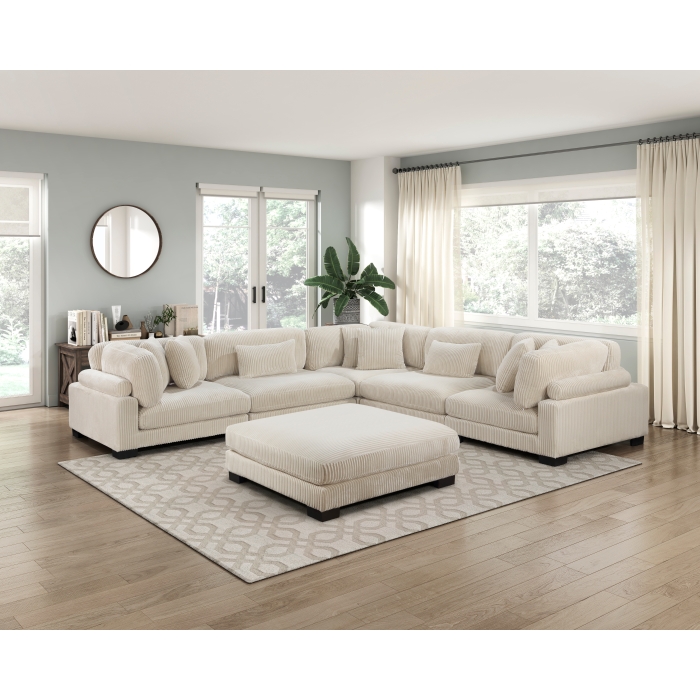 8555BE*3CR2ACOT Traverse Beige 6-Piece Modular Sectional with Ottoman