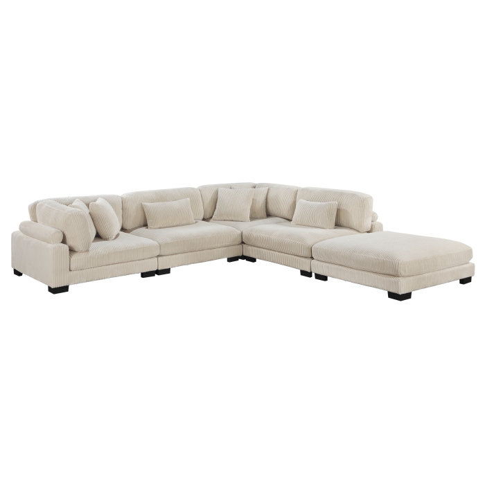 8555BE*5OT Traverse Beige 5-Piece Modular Sectional with Ottoman