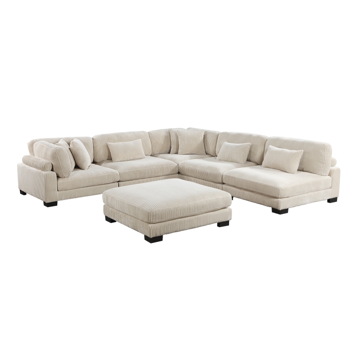 8555BE*6OT Traverse Beige 6-Piece Modular Sectional with Ottoman