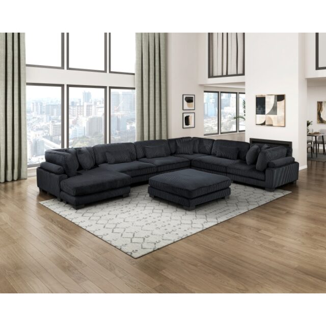 8555BK*2CR3ACVCOT Traverse Black 7-Piece Modular Sectional