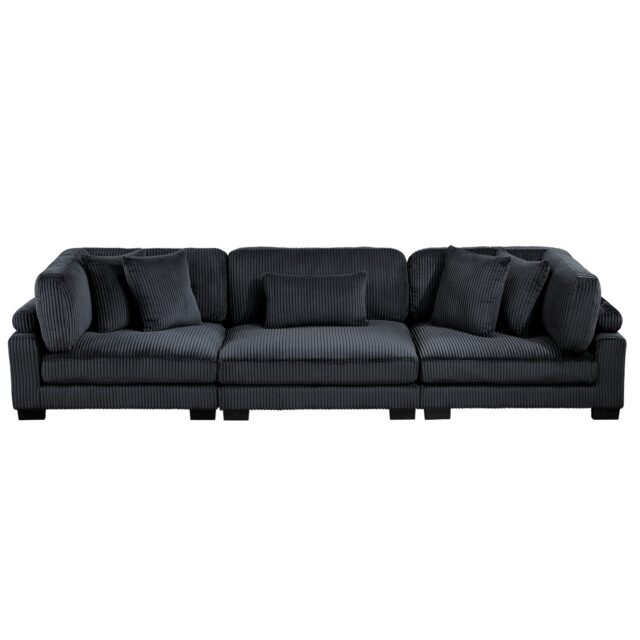 8555BK-3* Traverse Black Sofa
