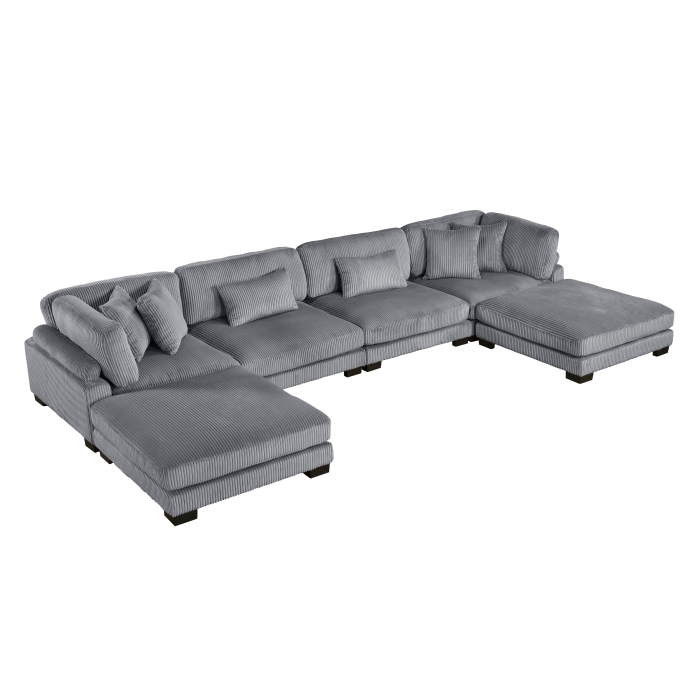 8555GY*2CR2AC2OT Traverse Gray 6-Piece Modular Sectional with Ottomans