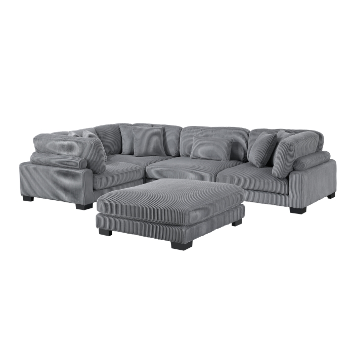 8555GY*3CRACOT Traverse Gray 5-Piece Modular Sectional with Ottoman